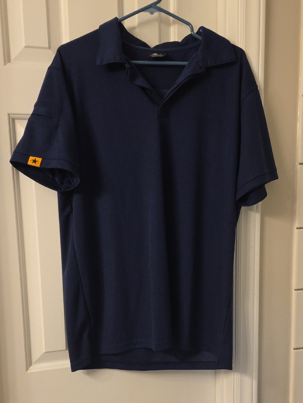 Men's Navy Short Sleeve Polo Shirt - Sheer Arm Pocket